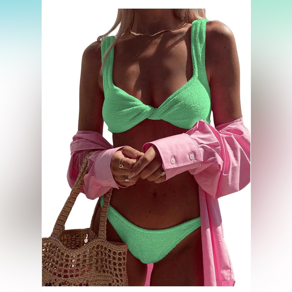 Soly Hux Bikini Set Solid Electric Green NWOT